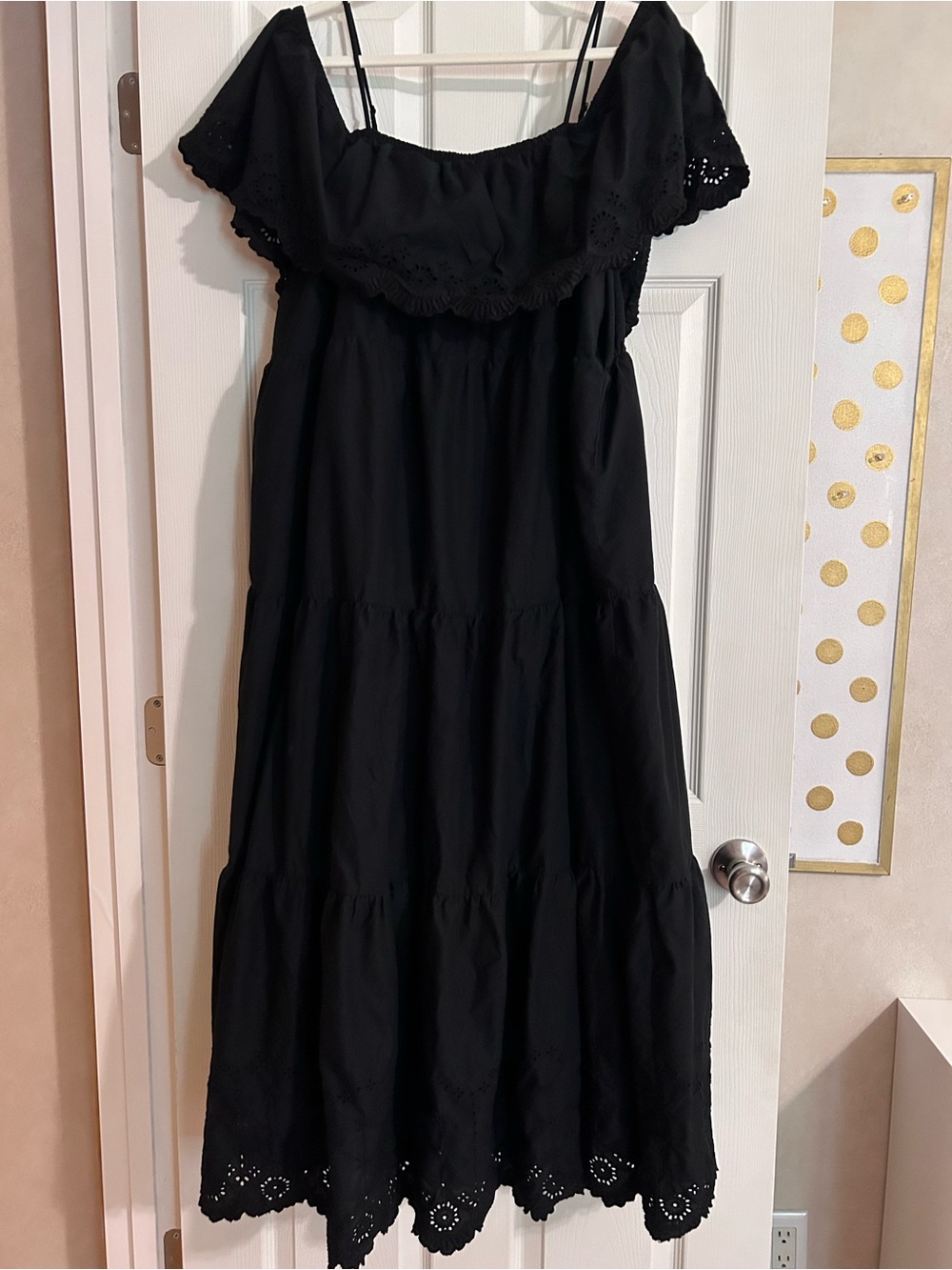 Old Navy Black Tiered Eyelet Midi Dress